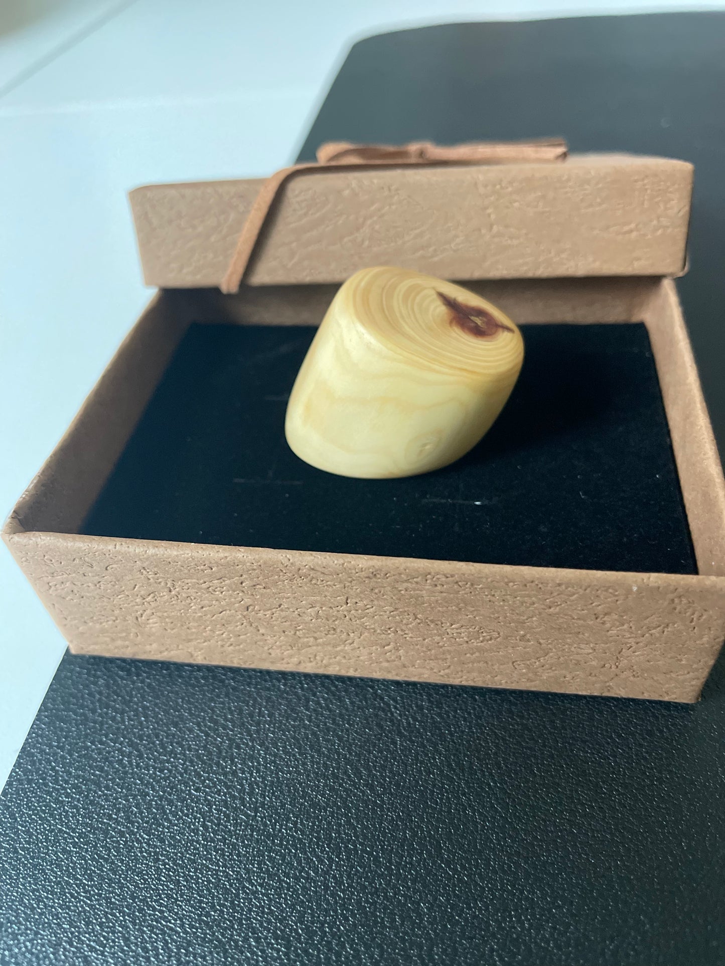 “Heartgrain” | Organic Cedar Fidget Sculpture with Reddish-Purple Core | Desk & Pocket Calm