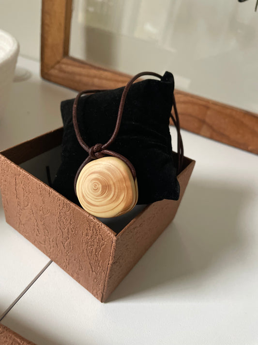 🌿 Organic Cedar Fidget Necklace | Hand-Carved Pendant for Tactile Calm & Grounding